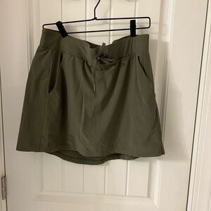 Olive Green Skirt with Drawstring Waist